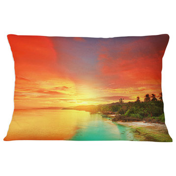Beautiful Coastline in Philippines Seascape Throw Pillow, 12"x20"