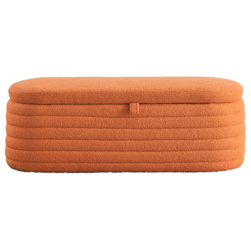 Gewnee Storage Ottoman Bench Upholstered Fabric Storage Bench, Orange