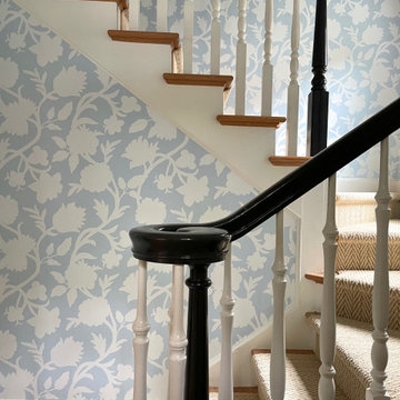 Blue and white foyer