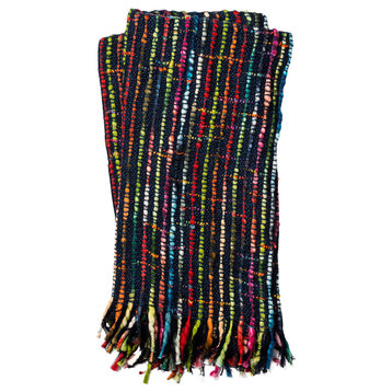 Thick Twisted Fringe Vita Throw by Loloi, Multi and Navy, 4'2"x5'