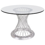 Armen Living - Calypso Dining Table, Brushed Stainless Steel With Clear Tempered Glass Top - The Armen Living Calypso contemporary dining table is a great addition to the modern household. While perfect for the dining room, the Calypso's stylish brushed stainless steel frame, coupled with a clear tempered glass top, makes this dining table ideal for any room of the house. The Calypso's exceptional construction assures durability without compromising on aesthetic style.
