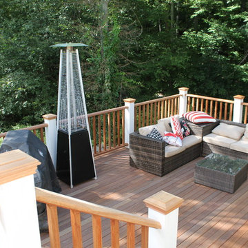 Weston mahogany two level deck with mahogany railings