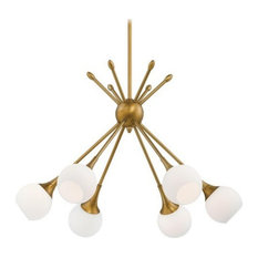 George Kovacs P1806 Pontil 6Lt Ch Chandelier, Honey Gold