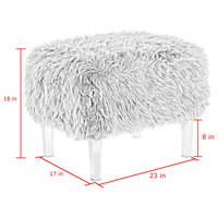 Theophania Luxe Faux Fur Acrylic Leg Ottoman, Rose