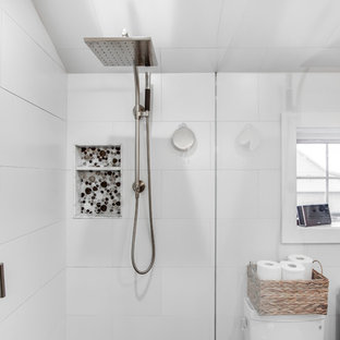 Salle de bain avec un carrelage noir et blanc : Photos et idées déco de salles de bain