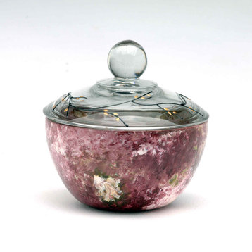 Handcrafted Glass Lidded Bowl, Secret Garden