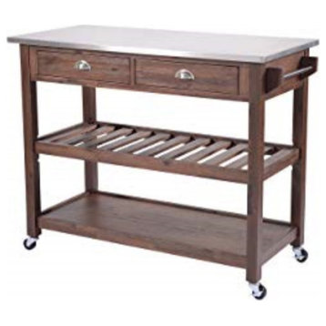 Sonoma Kitchen Cart With Stainless Steel Top [Chestnut Wire-Brush]