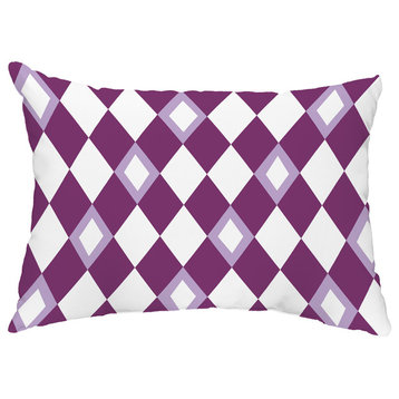 Harlequin 14"x20" Abstract Decorative Outdoor Pillow, Purple