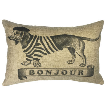 Bonjour Dog Linen Pillow