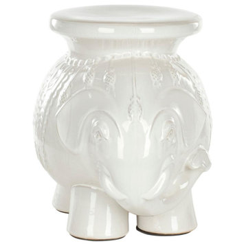 Safavieh White Ceramic Elephant Stool
