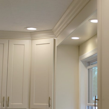 Davenport, IA- White Painted Kitchen With Gold Accents and Large Island