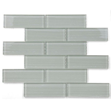 Mosaic Linear Glass Tile 2 x 6 Flooring for Pools and Walls, Silver Grey