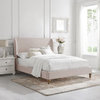 Rustic Manor Micaela Bed Wingback, Linen, Pink, King