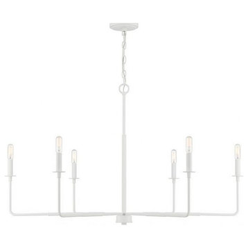 6 Light Chandelier-25 inches tall by 42 inches wide-Bisque White Finish