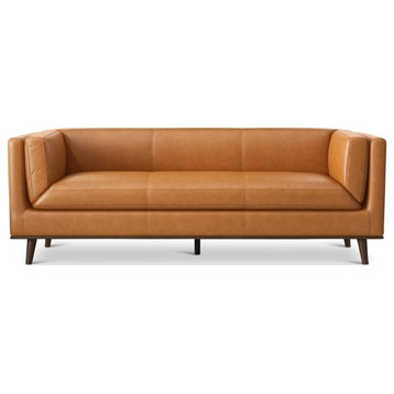 Flora Modern Living Room Design Top Genuine Leather Sofa in Cognac Tan