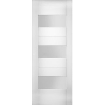 Slab Door Panel Opaque Glass / Sete 6003 White Silk / Finished Doors, 28" X 80"