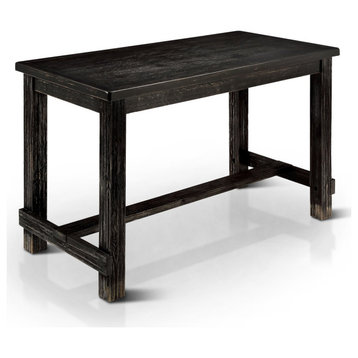 Farmhouse Dining Table, Hardwood Construction & Rectangular Top, Antique Black