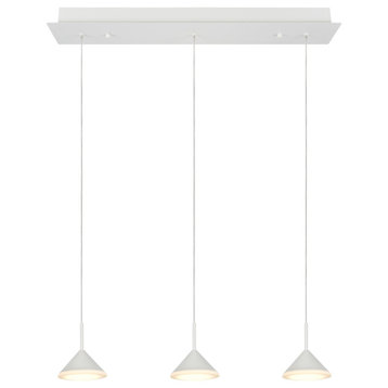 61063-2 Adjustable LED 3-Light Hanging Pendant Ceiling Light, White