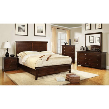 Furniture of America Brighton 2-Piece Solid Wood Dresser and Mirror in Cherry