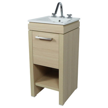 16" Single Sink Vanity With White Ceramic Top, Neutral
