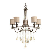 Progress Lighting 5-40W Candle Chandelier, Cognac