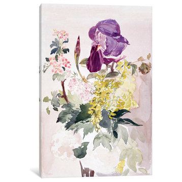 "Flower Piece With Iris, Laburnum, And Geranium" Wrapped Canvas Print, 18x12x1.5