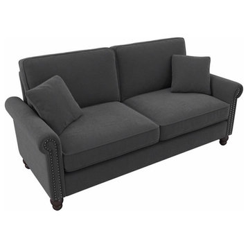 Coventry 73W Sofa in Charcoal Gray Herringbone Fabric