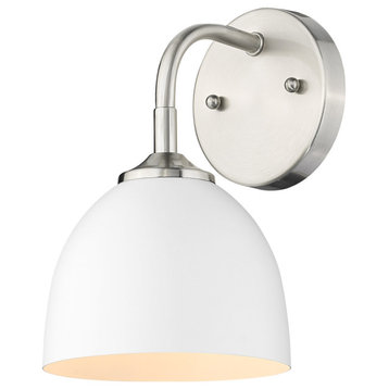 Zoey 1 Light Sconce In Pewter With Matte White Steel Shade(s) (6956-1W PW-WHT)