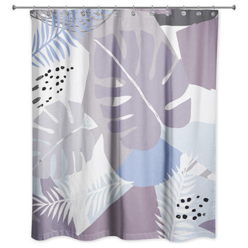 Abstract Tropical Leaves 4 71x74 Shower Curtain