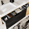 Nuvo Bathroom Vanity, Double Sink, 55", Black Glass and Maple, Wall Mounted