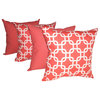 Premier Prints Gotcha Coral And Solid Coral Decorative Throw Pillows, Set of 4
