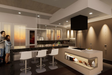 Example of a minimalist kitchen design in Dallas