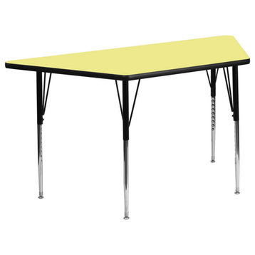 Trapezoid Thermal Laminate Activity Table, Yellow, 29.5"x57.25"
