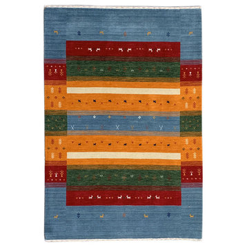 EORC Sky Blue Hand Knotted Wool Gabbeh Rug 10' x 14'
