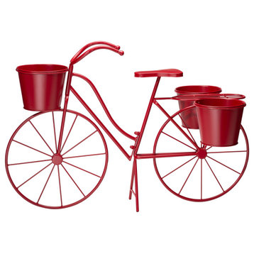 28.75"L Oversized Metal Red Bicycle Plant Stand
