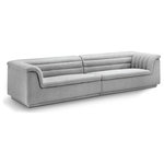 Meridian Furniture - Cascade Upholstered Modular Sofa, Grey, Boucle Fabric, Straight Sofa - Give your room a much-needed rehab when you bring home this Cascade boucle fabric modular sofa. The elegantly attention-grabbing design features a modern profile with curved arms deep horizontal channel tufting, so it wows from all angles. Upholstered in rich grey boucle fabric, this seat quickly becomes everyone's favorite spot for curling up with a good book or smart device. Thick foam padding ensures a cozy, body-hugging experience while you watch TV or just relax.