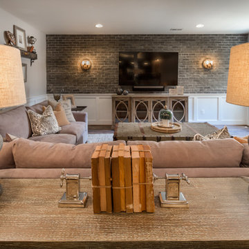Neutral Rustic Transitional Basement