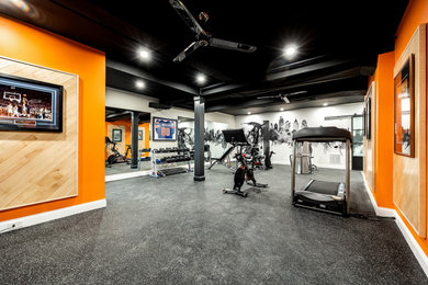 Example of a trendy home gym design in Philadelphia