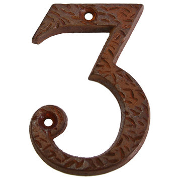 RCH Hardware Iron Rustic Country House Number, 3-Inch, Various Finishes, Rust, 3