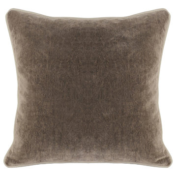 Harriet Velvet Throw Pillow by Kosas Home, Brown, 18"x18"