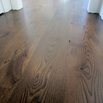 AMAGANSETT: 10" COUNTRY GRADE WHITE OAK INSTALLED, FINISHED W EBONY/ESPRESSO MIX
