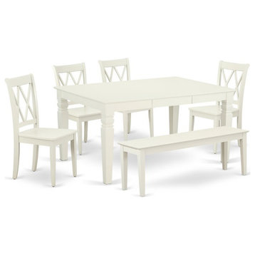 East West Furniture Weston 6-piece Wood Dining Room Set in Linen White