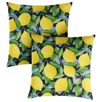 Yellow Lemons Outdoor Pillows Set, 24x24