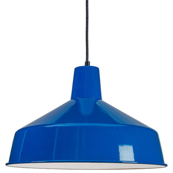 120V Commercial Grade Vintage Barn Hanging Pendant - 12" Diameter, Blue