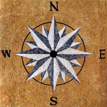Compass Stone Mosaic, The Wind Rose, 24"x24"