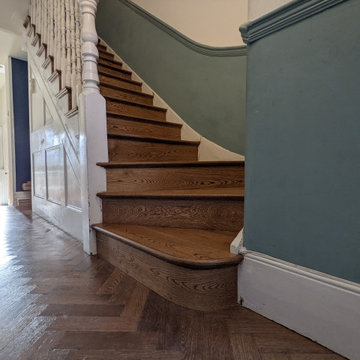 Ebony oiled oak and feature stair cladding | SE23 Forest Hill