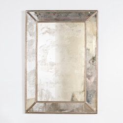 Worlds away Dion Silver Leafed Rectangular Antiqued Mirror - Bathroom Mirrors