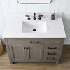 Jasper 42" Bathroom Vanity, Textured Gray, Ariston White Engineered Stone