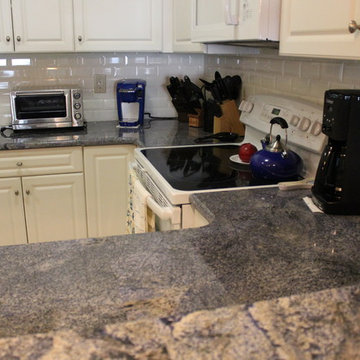 Traditional Kitchen with Blue Bahia counters