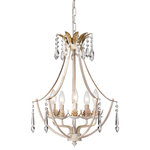 Edvivi Lighting - 5-Light Antique White with Antique Gold Accents Crystal Glam Chandelier - Crafted with intricate detail, our nature inspired chandelier brings your design style to life. Featuring elements designed to mimic fallen leaves and dripping crystals, this light makes a grand statement. The five candelabra style bulbs allow an abundance of light to shine throughout your home.